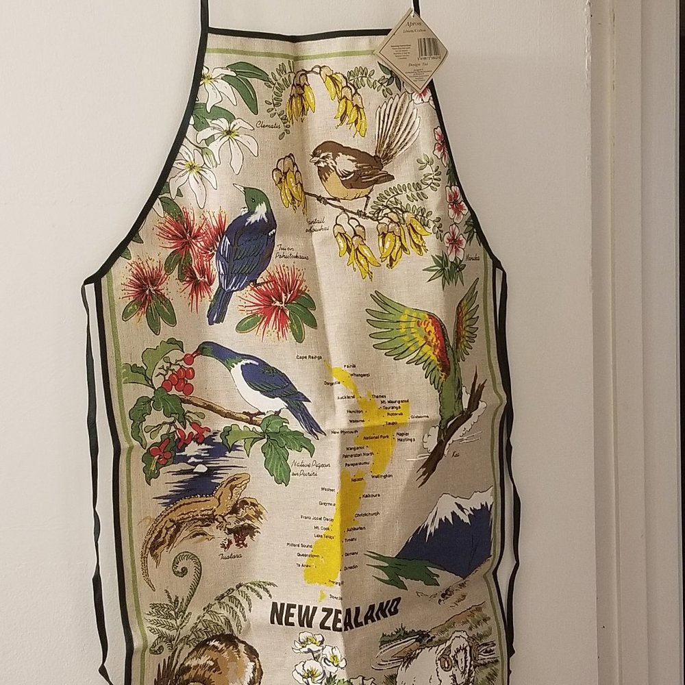New Zealand Map Kitchen Apron Linen Cotton Design